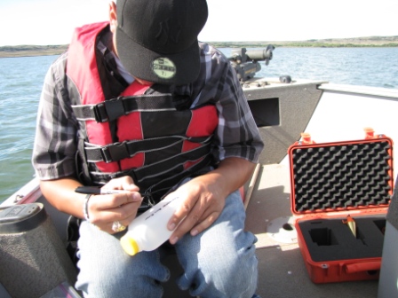 Steve Langdeau preparing water testing equipment
